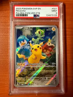 2023 POKEMON SVP EN-SV PALDEA EVOLVED ETB PROMO #027 PIKACHU PSA 9 - Image 1