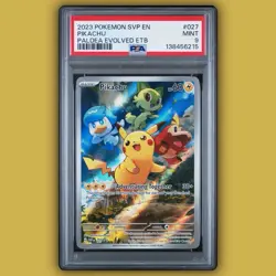 2023 POKEMON SVP EN-SV PALDEA EVOLVED ETB PROMO #027 PIKACHU PSA 9 - Image 1