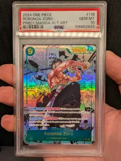 2024 One Piece PRB01 EN Manga Alternate Art #118 Roronoa Zoro PSA 10 GEM MINT - Image 1