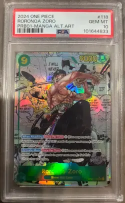 2024 One Piece PRB01 EN Manga Alternate Art #118 Roronoa Zoro PSA 10 GEM MINT - Image 1