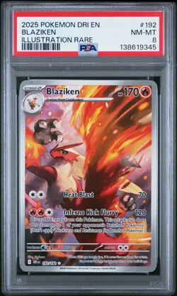 2025 POKEMON DRI EN-DESTINED RIVALS ILLUSTRATION RARE #192 BLAZIKEN PSA 8 - Image 1