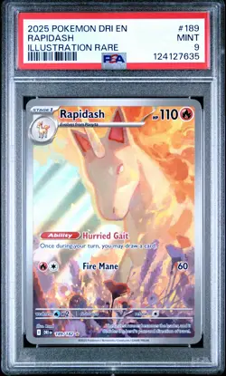 2025 POKEMON DRI EN-DESTINED RIVALS ILLUSTRATION RARE #189 RAPIDASH PSA 9 - Image 1