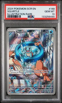 2024 POKEMON SCR EN STELLAR CROWN ILLUSTRATION RARE 148 SQUIRTLE PSA 10 GEM MINT - Image 1