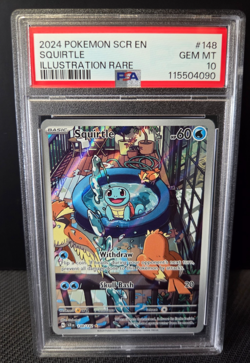 POKEMON 2024 SCR EN SQUIRTLE ILLUSTRATION RARE #148 PSA GRADED GEM MINT 10 - Image 1