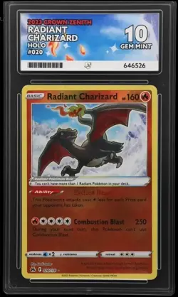 Pokemon TCG Card Radiant Charizard 020/159 Crown Zenith Holo - ACE 10 NOT PSA - Image 1