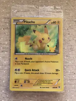 PIKACHU - 20TH ANNIVERSARY RARE/EXCLUSIVE HOLOFOIL POKEMON CARD 26/83 - SEALED - Image 1