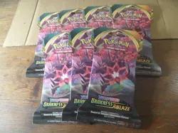 A-3 pokemon Darkness Ablaze sleeved booster pack lot 7 packs X7 same art - Image 1
