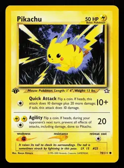 Pikachu 70/111 Common 1st Edition Neo Genesis Pokemon Card - Image 1
