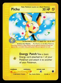Pichu 22/165 Reverse Holo Expedition Pokemon Card - Image 1