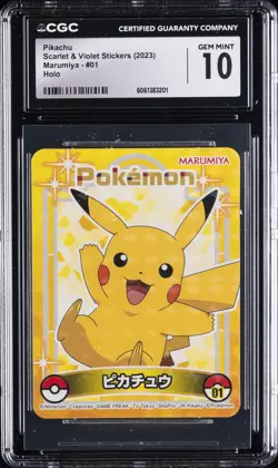 2023 POKEMON SCARLET & VIOLET STICKERS - MARUMIYA PIKACHU - HOLO CGC 10 GEM MINT - Image 1