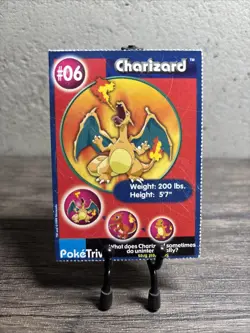 1999 PokeTrivia Pokemon Charizard #06 Non Perforated Burger King Promo-LP! - Image 1