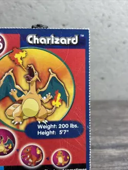 1999 PokeTrivia Pokemon Charizard #06 Non Perforated Burger King Promo-LP! - Image 3