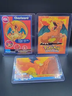1999 CHARIZARD Pokemon cards 3: Trapped, Poketrivia & Topps Nintendo Charizards! - Image 1