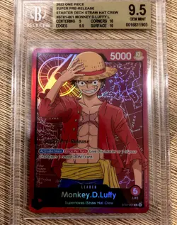 Monkey.D.Luffy ST01-001 Super Pre-Release Starter Deck 1: Straw Hat Crew BGS 9.5 - Image 1