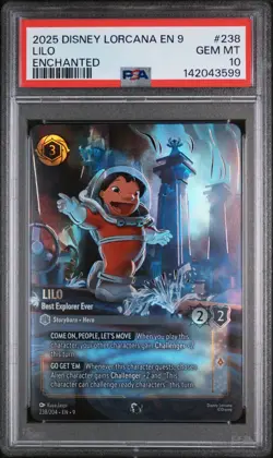 2025 DISNEY LORCANA EN 9-FABLED ENCHANTED #238 LILO BEST EXPLORER EVER PSA 10 - Image 1