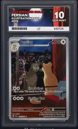 Pokemon TCG Shrouded Fable Illustration Rare Persian 078/064 Ace 10 Gem Mint - Image 3
