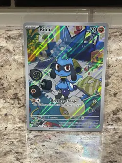 Pokemon Riolu TCG Scarlet & Violet Base Set Holo Card 215/198 Illustration Rare - Image 1
