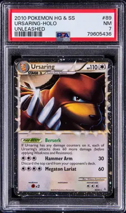 PSA 7 Ursaring Holo #89/95 2010 Pokemon Heartgold & Soulsilver Unleashed 5436 - Image 1