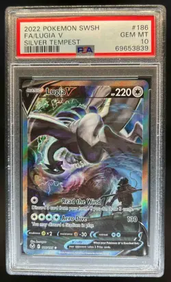 2022 Pokemon SWSH Silver Tempest Lugia V #186/195 PSA 10 - Image 1