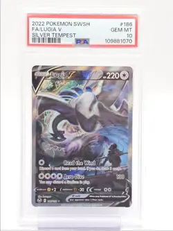 LUGIA V 2022 POKEMON SWSH SILVER TEMPEST ULTRA RARE GEM 186/195 PSA 10 Q1739 - Image 1