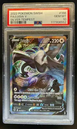 2022 Pokemon SWSH Silver Tempest Lugia V #186/195 PSA 10 - Image 1