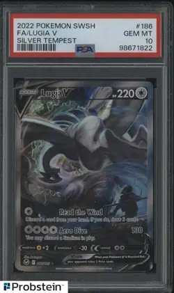 2022 POKEMON SWSH SILVER TEMPEST, LUGIA V ALT/ART #186 PSA GEM MINT 10 - Image 1