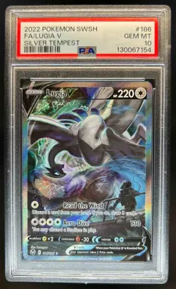 2022 Pokemon SWSH Silver Tempest Lugia V #186/195 PSA 10 - Image 1