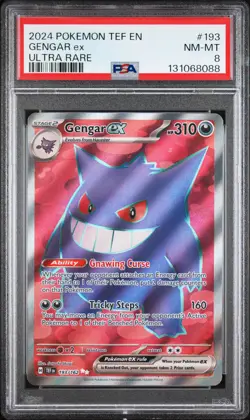 2024 POKEMON TEF EN-TEMPORAL FORCES ULTRA RARE #193 GENGAR EX PSA 8 - Image 1