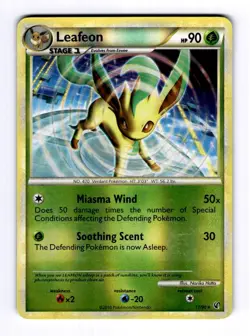 Leafeon Undaunted #17 (2010) Rare Reverse Holo LP Pokemon - Image 1