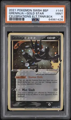 2021 POKEMON SWSH GRENINJA - GOLD STAR CELEBRATIONS #144 Graded PSA 9 Mint Slab - Image 1