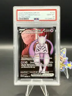 2025 POKEMON DRI EN-DESTINED RIVALS ULTRA RARE TEAM ROCKET'S MEWTWO EX PSA 10 - Image 1