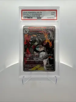 2025 Pokemon DRI EN #191 Rocket's Houndoom Illustration Rare IR PSA 9 - Image 1