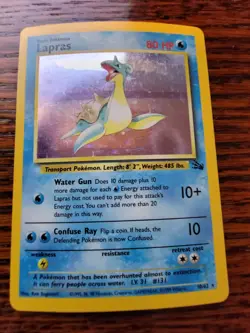Lapras 10/62 Fossil Set Holo Foil Rare Vintage 1999 LIGHTLY PLAYED Pokemon CARD - Image 1