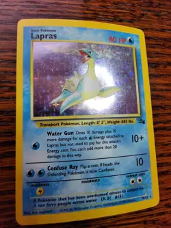 Lapras 10/62 Fossil Set Holo Foil Rare Vintage 1999 LIGHTLY PLAYED Pokemon CARD - Image 2