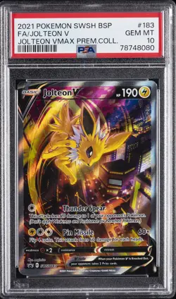 2021 POKEMON SWSH BLACK STAR PROMO #183 FULL ART/JOLTEON V PSA 10 - Image 1