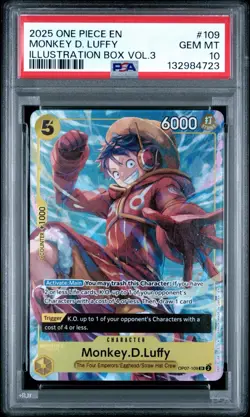 2025 ONE PIECE PROMOS #OP07-109 MONKEY D. LUFFY ILLUSTRATION BOX VOL.3 PSA 10 - Image 2