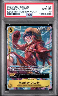 2025 ONE PIECE PROMOS ILLUSTRATION BOX VOL.3 #109 MONKEY D. LUFFY PSA 10 - Image 1