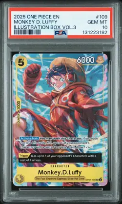 2025 ONE PIECE PROMOS ILLUSTRATION BOX VOL.3 #109 MONKEY D. LUFFY PSA 10 - Image 1