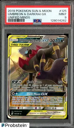 2019 Pokemon Sun & Moon Unified Minds #125 Umbreon & Darkrai Gx PSA 9 MINT - Image 1
