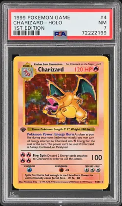 1999 POKEMON BASE SET 1ST EDITION #4 CHARIZARD-HOLO PSA 7 - Image 1