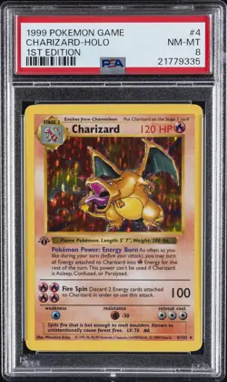 1999 POKEMON BASE SET 1ST EDITION #4 CHARIZARD-HOLO PSA 8 - Image 1