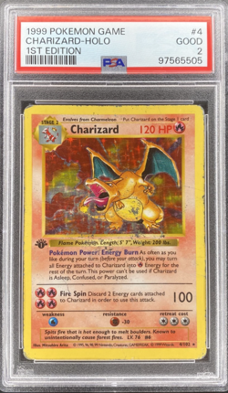 CHARIZARD PSA 2 1999 POKEMON GAME BASE SET #4 HOLO 1ST EDITION TCG - Image 1