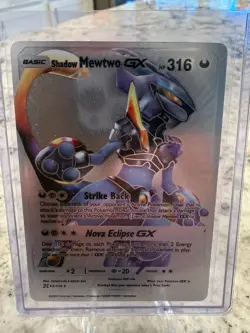 Shadow Mewtwo GX 82/100 silver Pokemon card rare - Image 1
