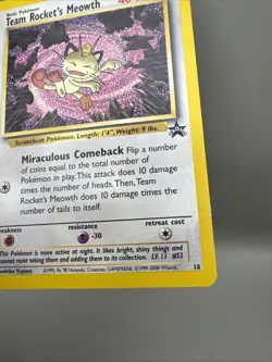 Pokemon Team Rocket’s Meowth 18 Black Star Promo Rare Card WOTC Vintage 1999 - Image 3