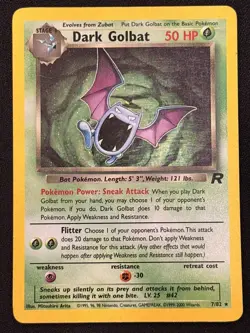 Dark Golbat - 7/82 - SWIRL Pokemon Team Rocket Unlimited Holo Rare Card HP Card - Image 1