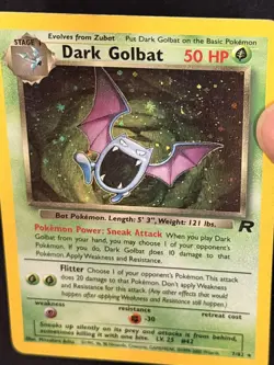 Dark Golbat - 7/82 - SWIRL Pokemon Team Rocket Unlimited Holo Rare Card HP Card - Image 2