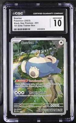 CGC 10 GEM MINT Snorlax 051 Scarlet Violet 151 ETB Black Star Promo Pokemon - Image 1