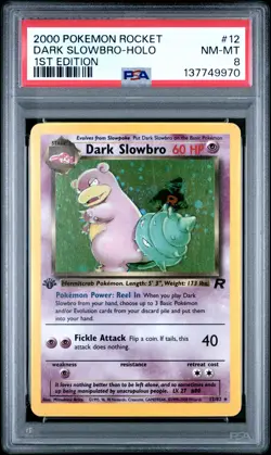 2000 POKEMON ROCKET 1ST EDITION #12 DARK SLOWBRO-HOLO PSA 8 - Image 1