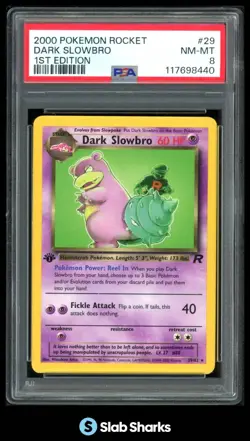 2000 POKEMON TEAM ROCKET 1ST EDITION #29/82 DARK SLOWBRO PSA 8 - Image 1