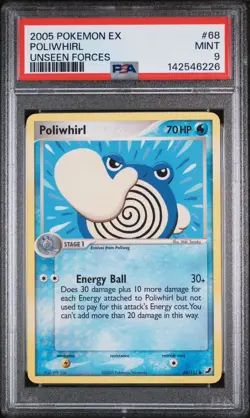 PSA 9 Poliwhirl 68/115 EX Unseen Forces 2005 Pokemon Card - Image 1